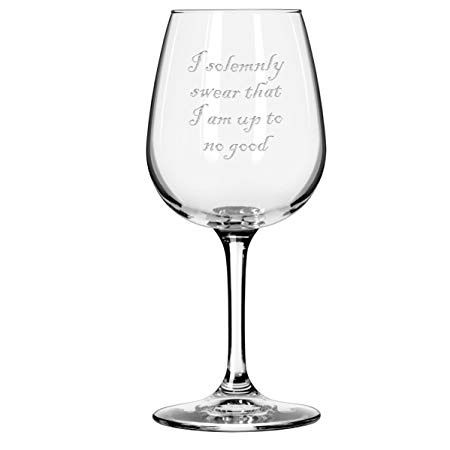 National Etching 12.5 oz single stemmed wine glass I solemnly swear I am up to no good