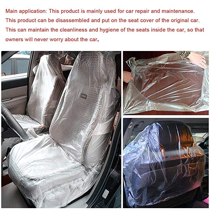 Car Seat Covers, 100pcs Disposable Clear Plastic Seat Covers Protector Mechanic Valet Keep Your Seat Clean for Car Maintenance