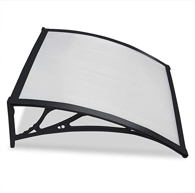 Yaheetech Front Door Canopy Outdoor Awning, Window Garden Canopy Patio Porch Awning, Rain Shelter Cover 120 x 76 cm Black
