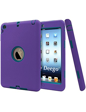 iPad Mini Case, Vogue Shop 2in1 Hybrid Case Cover for iPad Mini 1 2 3 Hard Cover for iPad Mini Printed Design Pc  Silicone Hybrid High Impact Defender Case Combo Hard Soft Case Cover (Purple Teal)
