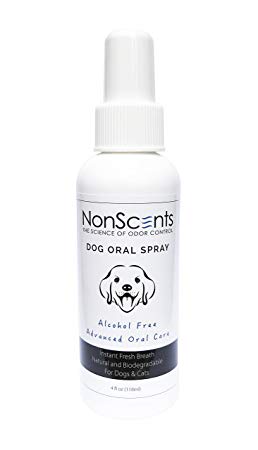 NonScents Dog Oral Spray — Dog Breath Freshener Eliminates Bad Dog Breath — 100% Natural, Veterinarian Recommended Deodorizer Spray Improves Pet Oral Health — 4 fl. oz.
