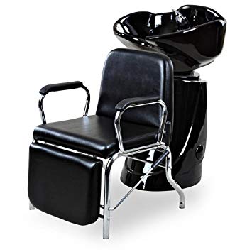 Icarus"Liger" Black Reclining Salon Shampoo Chair Backwash Unit Package