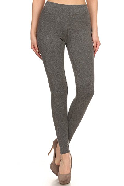 2ND DATE Women's Basic Cotton Stretch Leggings With Comfort Waistband