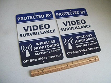 2 Video Surveillance Security System 7x10 Metal Yard Signs - Stock # 718