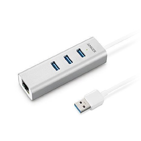 Anker Unibody Aluminum 3-Port USB 3.0 and Gigabit Ethernet Hub with 1.3ft / 40cm USB 3.0 Cable [Ethernet Port RTL8153 Chipset   USB Ports VL812 Chipset]
