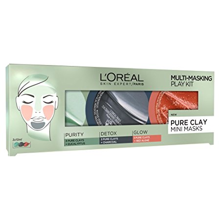 L'Oreal Paris 3 Pure Clays Multi-Masking Face Mask Play Kit, 3x10ml