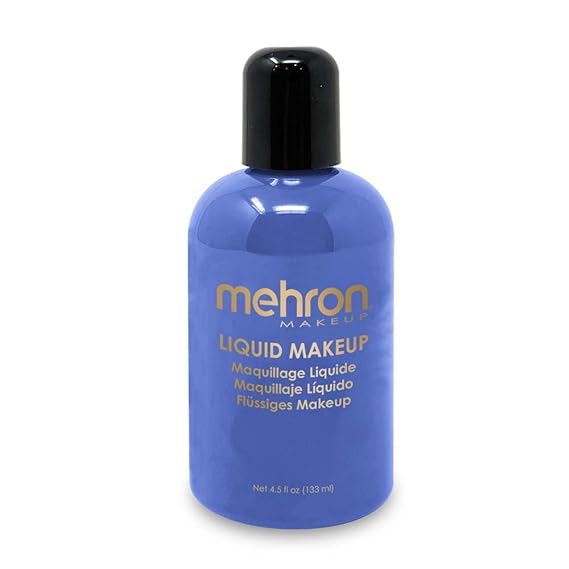 Mehron Makeup Liquid Makeup | Face Paint and Body Paint 4.5 oz (133 ml) (GLOW BLUE)