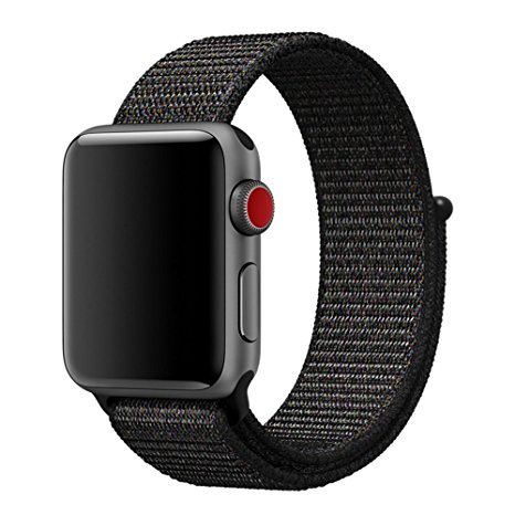 For Apple Watch Band 42mm Soft Breathable Woven Nylon Replacement Sport Loop Band for Apple Watch Series 3/2/1 Black