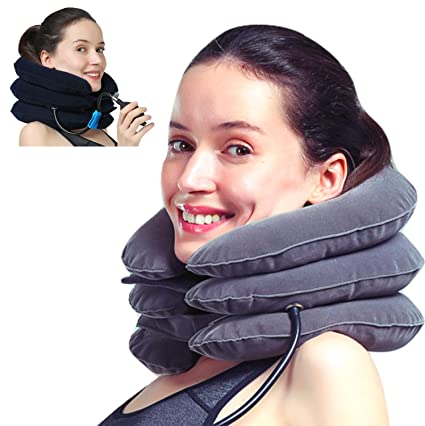 Neck Stretcher Cervical Neck Traction Device and Neck Brace by MEDIZED, Adjustable Neck Support for Spine Alignment and Neck Pain Relief, USA Design (Smart Gray)