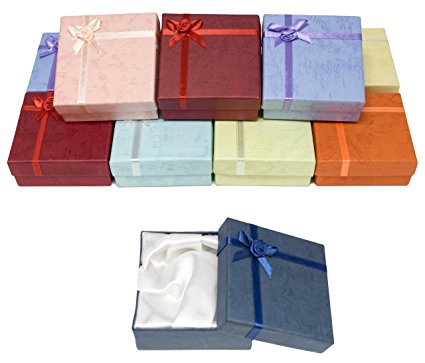 Novel Box Cardboard Jewelry Bangle Gift Boxes With Rosebug Bows in Assorted Colors 3.5X3.5X1" (Pack of 12)   NB Cleaning Cloth