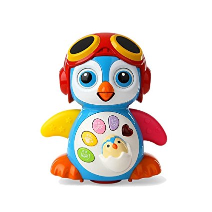 Aipa Baby Musical Penguin Toys EQ& Intelligence Training , Battery Operated with Swing ,Walking , Light, Voice Answers,Best Toys for Babies.