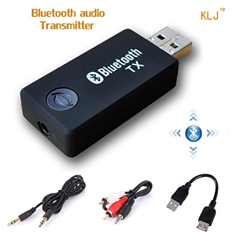 KANGLONGJIA Bluetooth transmitter, 3.5mm Portable Stereo Audio Wireless Bluetooth Transmitter for TV, iPod, MP3/MP4,USB Power Supply (Bluetooth Transmitter)