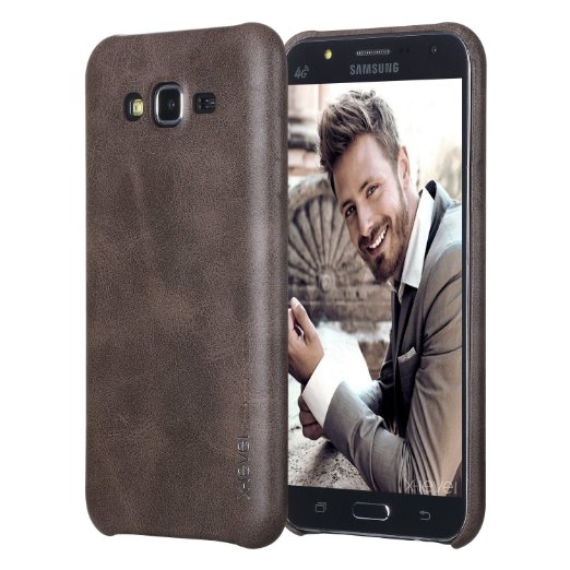 Samsung Galaxy J7 Case,X-Level [Vintage Series] PU Leather Back Cover Phone Case for Samsung Galaxy J7 (2015) Color Dark Coffee
