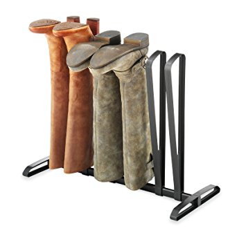 Whitmor All Black 3-Pair Boot Organizer Rack - Holds 3 Pairs of Boots - No Tool Assembly - Preserves Boot Shape - Retains Boot's in Upright Position - Fits Most Closet & Boot Sizes - 22" x 10" x 17.5"