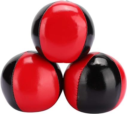 3PCS Red Black Juggling Ball Set PU Leather High End Portable EPS Fine Colloidal Particle Juggling Ball