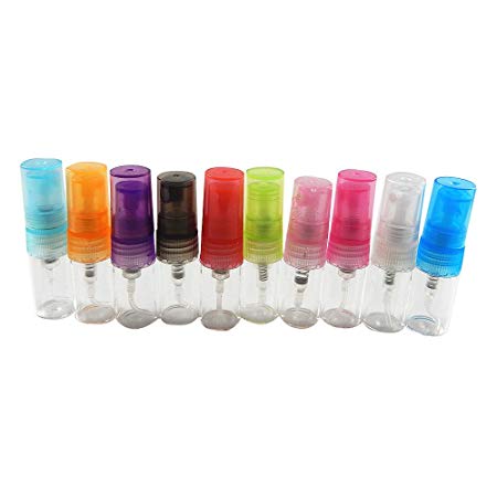 GraceAngie 5pcs Assorted Empty Clear Glass Bottle Portable Mini Perfume Atomizer Sprayer Spray Bottles 5ml