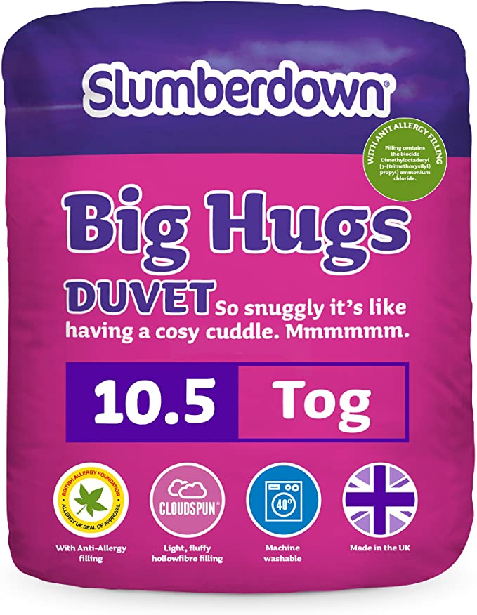 Slumberdown Big Hugs with Anti Allergy Duvet-10.5 King, White