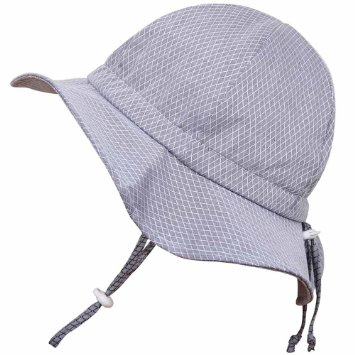 Kids 50 UPF Sun Protection Hat Size Adjustable Breathable With Chin StrapL 24m - 12Y Grey argyle