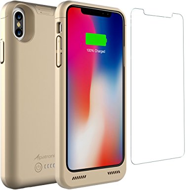 iPhone X Battery Case with Qi Wireless Charging, Alpatronix BXX 5.8-inch 4200mAh Slim Rechargeable Extended Protective Portable Backup Charger Case for iPhone X [Apple Certified Chip; iOS 11 ] – Gold