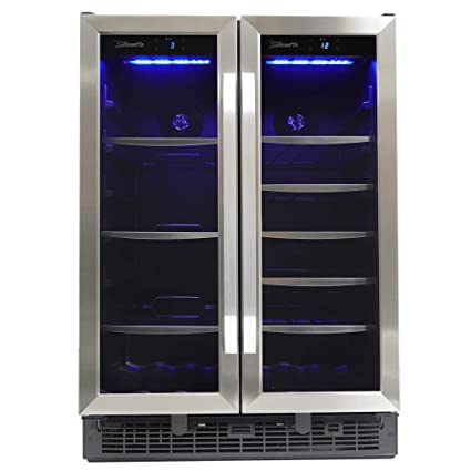 Silhouette SBC051D1BSS Built In Beverage Center, Dual Zone French Door Under Counter Beverage Cooler For Wine, Beer - In Stainless Steel For Kitchen, Home Bar