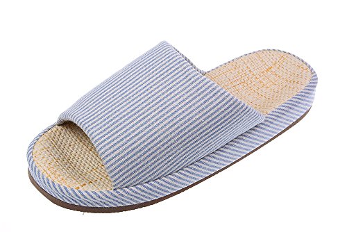 Bronze Times (TM) Unisex Vertical Stripes Indoor Cotton Flax House Slippers