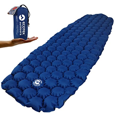 EcoTek Outdoors Hybern8 Ultralight Inflatable Sleeping Pad for Hiking Backpacking and Camping - Contoured FlexCell Design - Perfect for Sleeping Bags and Hammocks