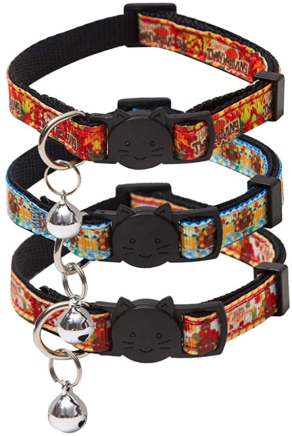 TCBOYING Breakaway Cat Collar with Bell, Mixed Colors Cat Collars - Ideal Size Pet Collars for Cats or Small Dogs(3pcs/Set)