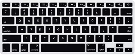 for MacBook Keyboard Cover for MacBook Air 13 Inch & MacBook Pro 13 Inch, 15 Inch(with or Without Retina Display, 2015 or Older Version), Black