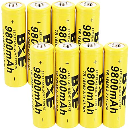 8PCS 18650 lithium 9800mah Rechargeable Batteries (8-Pack) 3.7V Button Top for Led Flashlight Headlamp Torch BXE