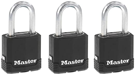 Master Lock M115XTRILF Magnum Heavy Duty Outdoor Padlock with Key, 3 Pack Keyed-Alike