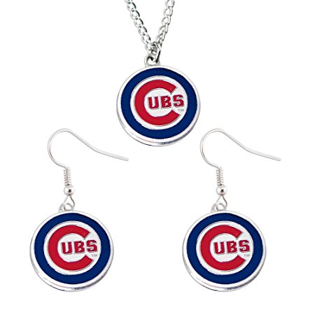 Chicago Cubs NCAA Necklace And Dangle Earring Set Charm