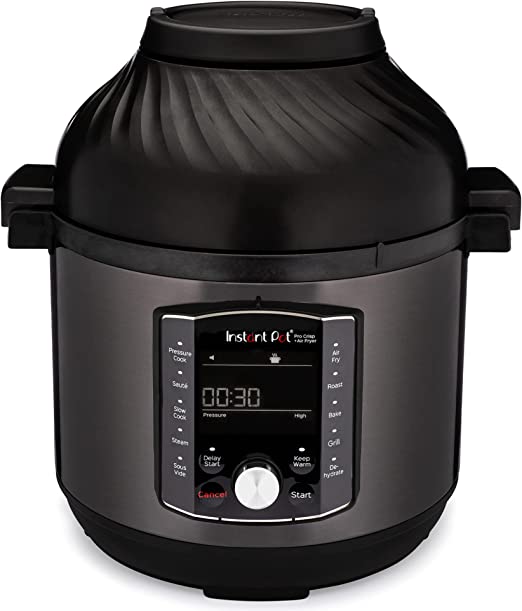 Instant Pot Pro Crisp 11-in-1 Electric Multi-Cooker - Pressure Cooker, Hot Air Fryer, Slow Cooker, Steamer, Grill, Dehydrator and Sous Vide Machine - Black Stainless Steel, 1500W, 7.6L, Pro Crisp