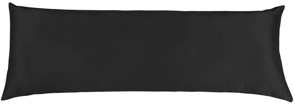 Cozysilk Body Pillowcase, 100% Silk, 19 Momme, Zippered Body Pillow Cover (20 x 54, Black)