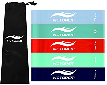 Victorem Exercise Resistance Bands Training Set - Mini Loop Workout & Fitness Heavy Home Equipment - CrossFit, Physical Therapy, Yoga, Strength, Mobility- Booty & Leg Bands