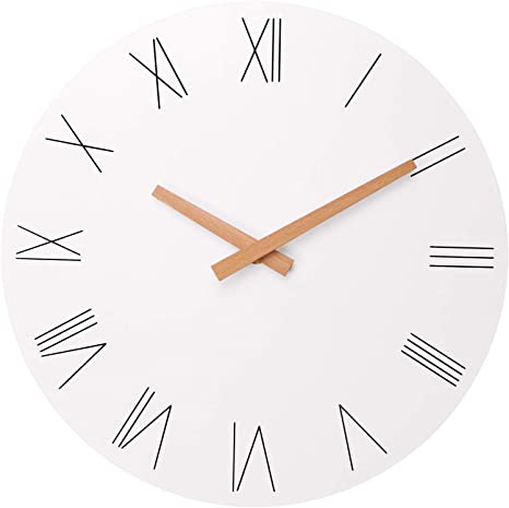 Lumuasky 12 Inch Modern Wall Clock, Silent Non-Ticking Battery Operated Quartz Decorative Simple Wall Decor for Living Room, Kitchen, Bedroom, Home, Office, School (Roman Numerals)