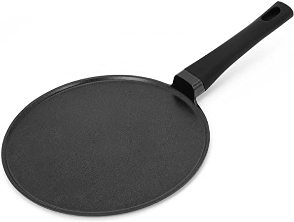 Sakuchi Crepe Pan Nonstick Tortilla Pancake Dose Tawa Pan for Roti Induction Round Flat Skillet Griddle Pan, 11 Inch