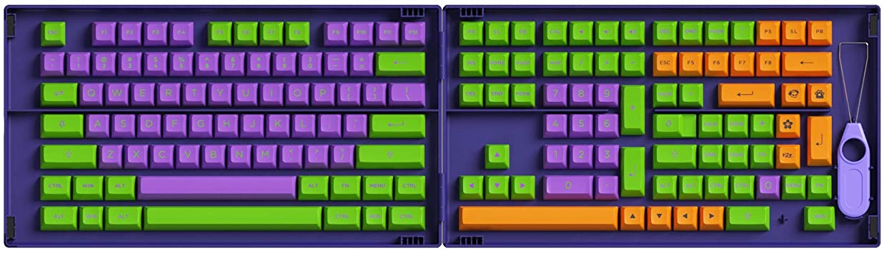 EPOMAKER AKKO EVA-01 158 Keys ASA Profile Double-Shot PBT Full Keycaps Set, with Custom Storage Box for Mechanical Keyboard (EVA-01 ASA Keycaps)