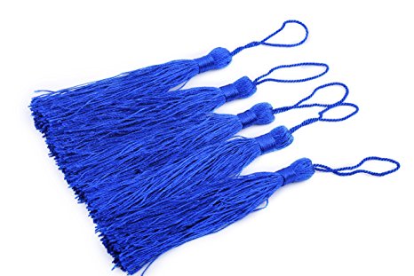 KONMAY 20pcs Silky Handmade Tiny(3.5'') Soft Craft Mini Tassels with Loops for DIY Projects (Royal Blue)