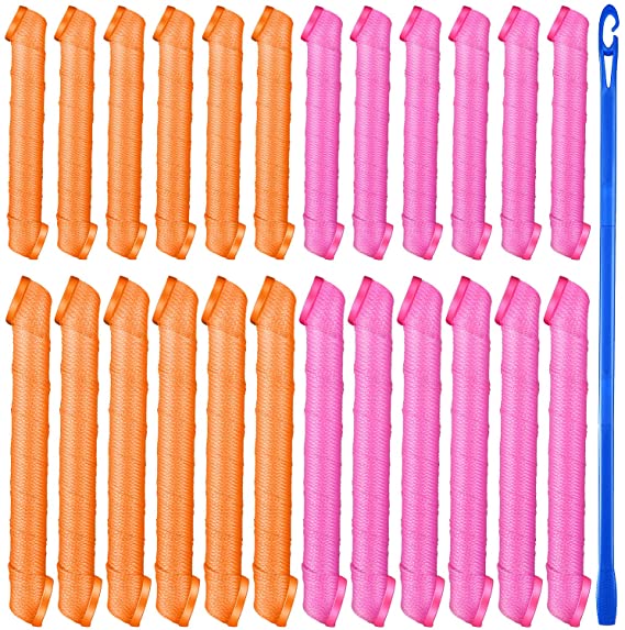 40 Pieces Hair Curlers Spiral Curls Styling Kit Hair Rollers Flexible No Heat Hair Curlers Heatless with Hooks for Women Girls Kid Extra Long Hair Styling Tools from 22 Inch to 30 Inch