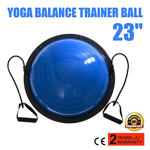 VEVOR Balance Trainer Ball 23 Inch Balance Trainer Blue Balance Ball Yoga Fitness Strength Exercise Workout with Resistance Bands and Pump