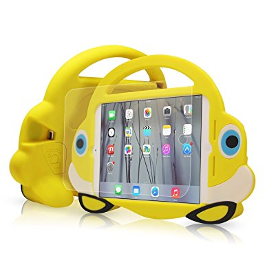 Absolutely Adorable Case for iPad Mini 3 2 1,TopEs Kids Silicone iPad Mini ShockProof Protective Case Cover With Handle Stand(Yellow)