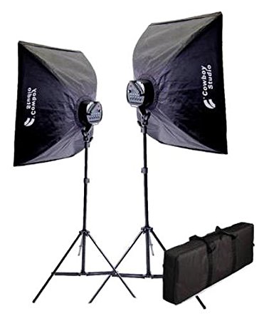 CowboyStudio 2000 Watt Photography and Digital Video Continuous Lighting Kit with Carrying Case - 2 light stands, 2 softboxes, 2 Light Heads, 10 photo bulbs