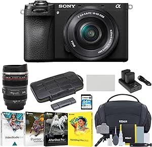 Sony Alpha 6700 APS-C Interchangeable Lens Hybrid Mirrorless with 16-50mm Lens, High-Performance Photography for Enthusiasts Bundle with Editing Software, SD Card, Bag, Mug and Accessories (8 Items)