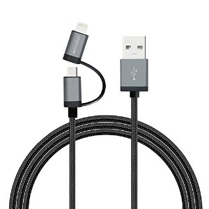 [Apple MFi Certified] Segawoot Lightning and Micro USB Charge Data Sync Nylon Braided Cable [2-in-1 Dual Connectors] for iPhones iPads Samsung Galaxy S6, S5 and other micro USB devices, 3.9FT