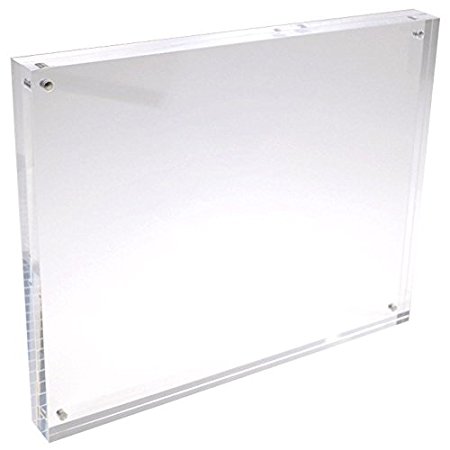 6x8 Clear Acrylic Picture Frame - Double Sided - 20% Thicker - 0.95 inch/24 mm Thick - Magnetic Acrylic Photo Frames - Desktop Only - 6x8 Inches