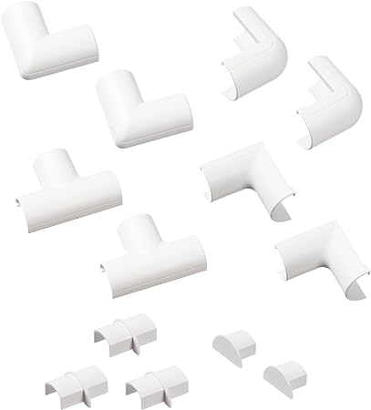 D-Line Micro  Cable Trunking Clip-Over Accessory Multipack | Join Multiple Lengths of 20x10mm Micro  Cable Cover | 13 Piece Electrical Trunking Accessory Multipack - White CLOAP2010W