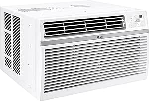 LG LW1024RD 10,000 Window Air Conditioner, 115V, 450 Sq.Ft. (18' x 25' Room Size), Quiet Operation, Electronic Control with Remote, 3 Cooling & Fan Speeds, Auto Restart, 10000 BTU, White