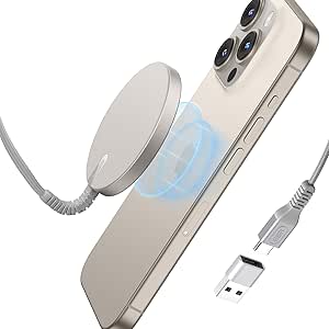 ESR Wireless Charger for MagSafe Charger(HaloLock), Phone Charger,Compatible with iPhone 16/15/15 Plus/15 Pro/15 Pro Max/14/13/12, AirPods 4/3/AirPods Pro, Strong Magnetic Lock, Natural Titanium