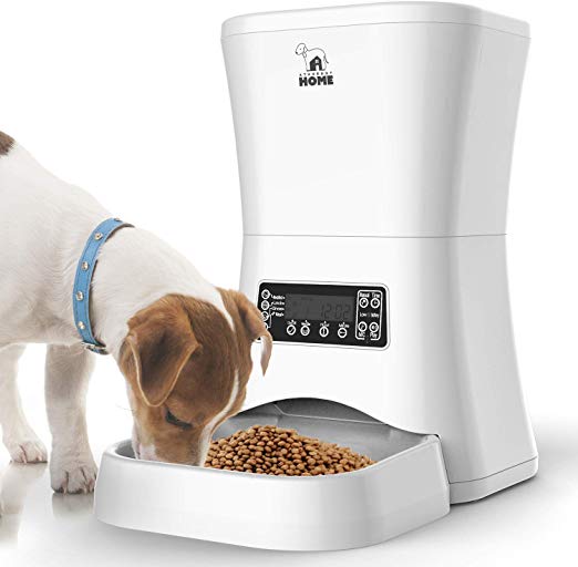 Automatic Pet Feeder | Auto Cat Dog Timed Programmable Food Dispenser Feeder for Medium Small Pet Puppy Kitten - Portion Control Up to 4 Meals/Day,Voice Recording,Battery and Plug-in Power 7L(White)