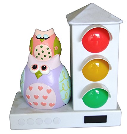It's About Time Stoplight Sleep Enhancing Alarm Clock for Kids, Purple/Pink Owls